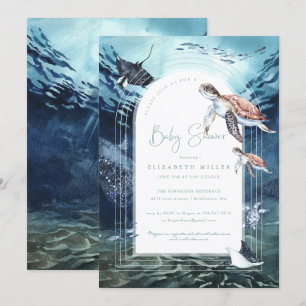 Invitación de Baby Shower a Sea Turtle Ocean
