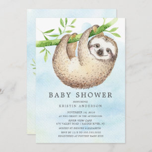 Invitación de Baby Shower a Sloth Adorable