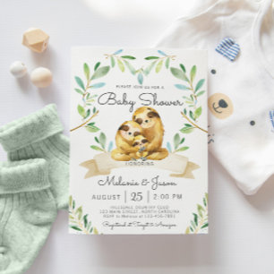Invitación de Baby Shower a Sloth Adorable