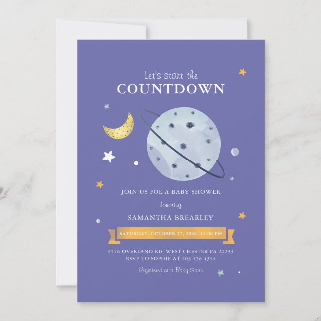 Invitación de Baby Shower a Stars and Moon Outer S (Anverso)