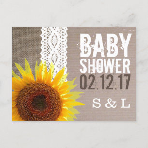 Invitación de Baby Shower a Sunflower Burlap y Cro
