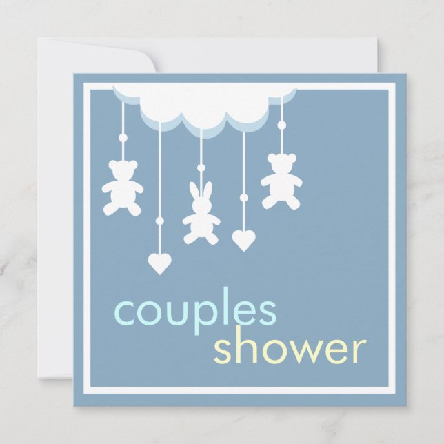 Invitación de Baby Shower a Sweet Boy Mobile Coupl (Anverso)