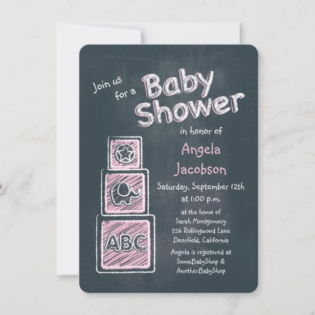 Invitación de Baby Shower a tablero de anuncios de (Anverso)