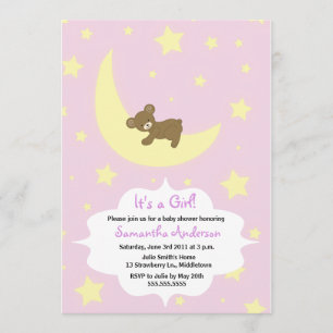 Invitación de Baby Shower a Teddy Bear and Moon - 