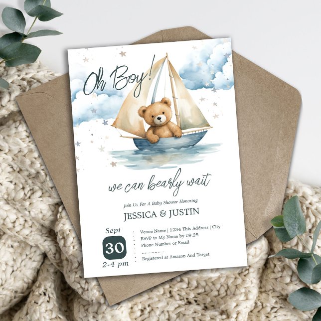 Invitación de Baby Shower a Teddy Bear Boat (Subido por el creador)