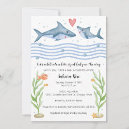 Invitación de Baby Shower a tiburón bajo el mar