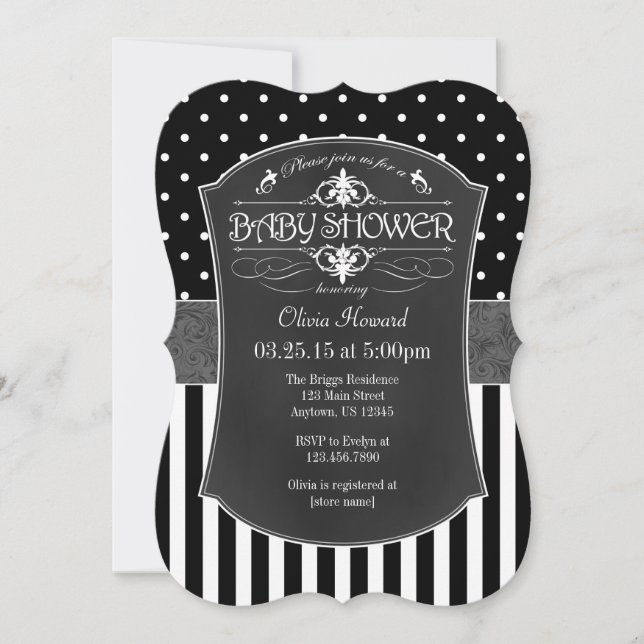 Invitación de Baby Shower a tiras de tablero de cr (Anverso)
