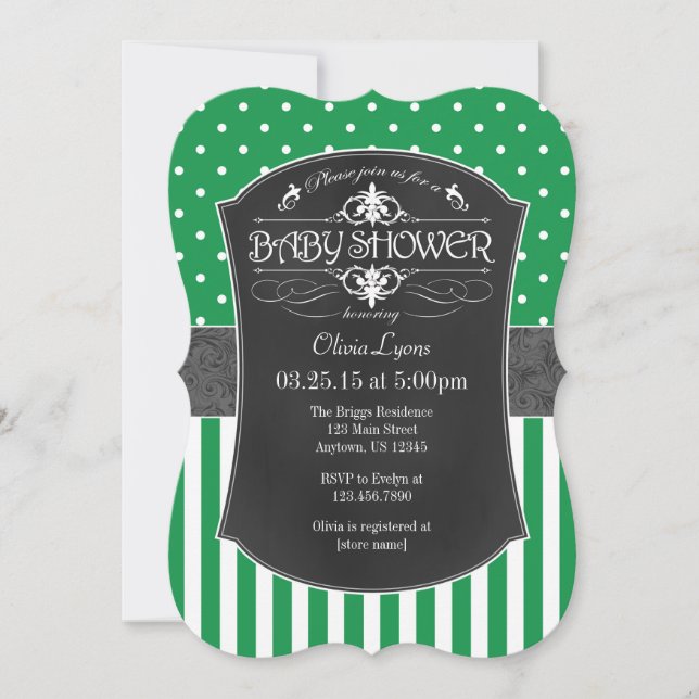 Invitación de Baby Shower a tiras de tablero de cr (Anverso)