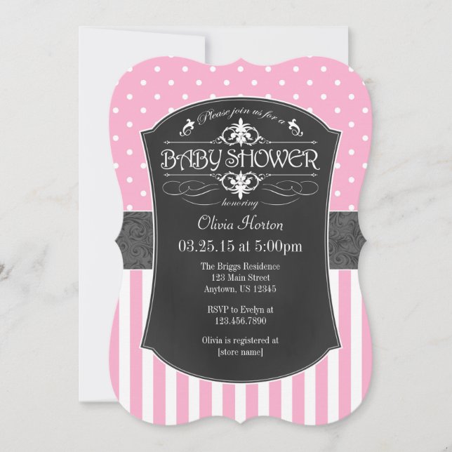 Invitación de Baby Shower a tiras de tablero de cr (Anverso)