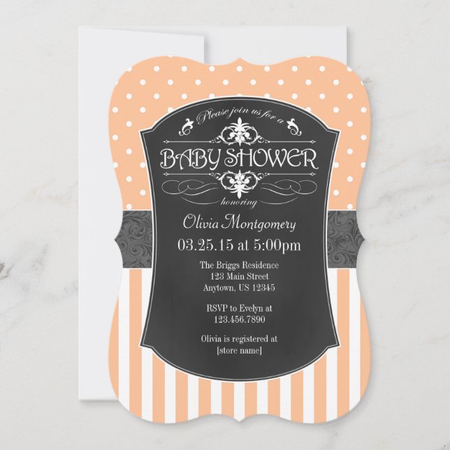 Invitación de Baby Shower a tiras de tablero de cr (Anverso)