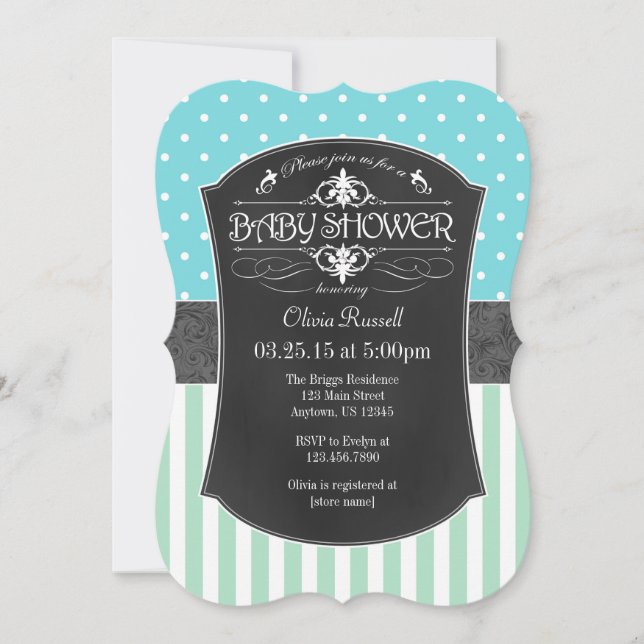 Invitación de Baby Shower a tiras de tablero de pa (Anverso)