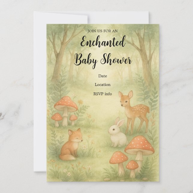 Invitación de Baby Shower a Toadstool Forest encan (Anverso)