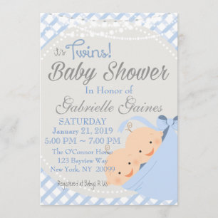 Invitación de Baby Shower a Twin Boys