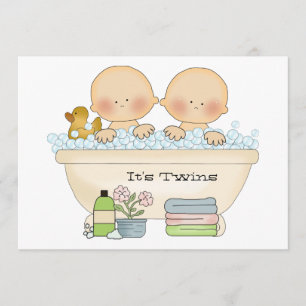 Invitación de Baby Shower a Twins Bubble Bath Bath