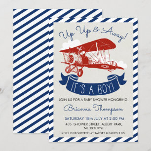 Invitación de Baby Shower a un avión viejo de Boy