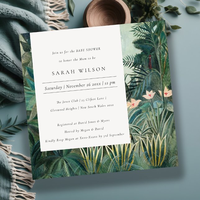 Invitación de Baby Shower a un bosque tropical exó (Subido por el creador)