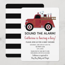 Invitación de Baby Shower a un camión de bomberos 