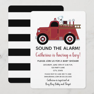 Invitación de Baby Shower a un camión de bomberos