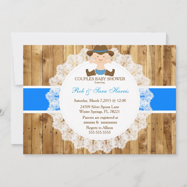 Invitación de Baby Shower a un camo rústico de cam (Anverso)