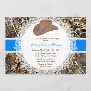 Invitación de Baby Shower a un camo rústico de cam