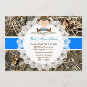 Invitación de Baby Shower a un camo rústico de cam