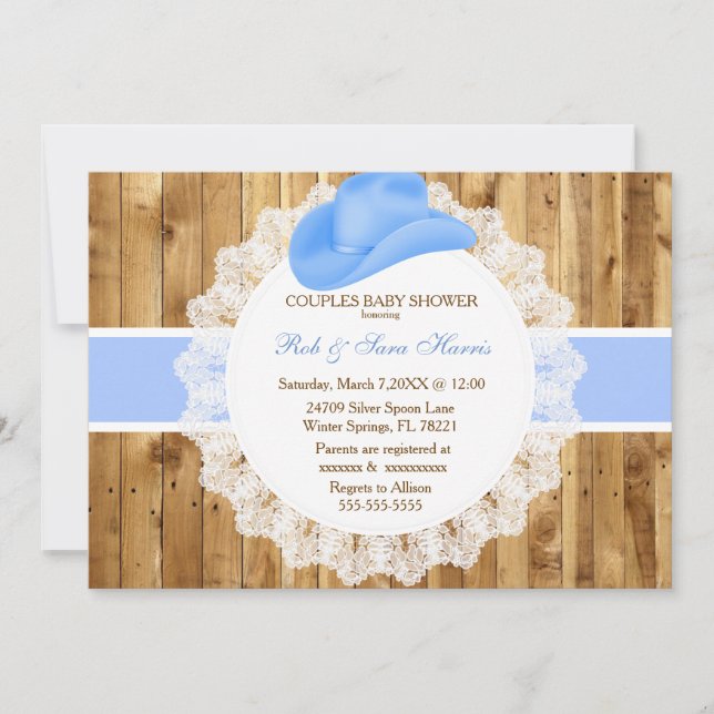 Invitación de Baby Shower a un camo rústico de cam (Anverso)