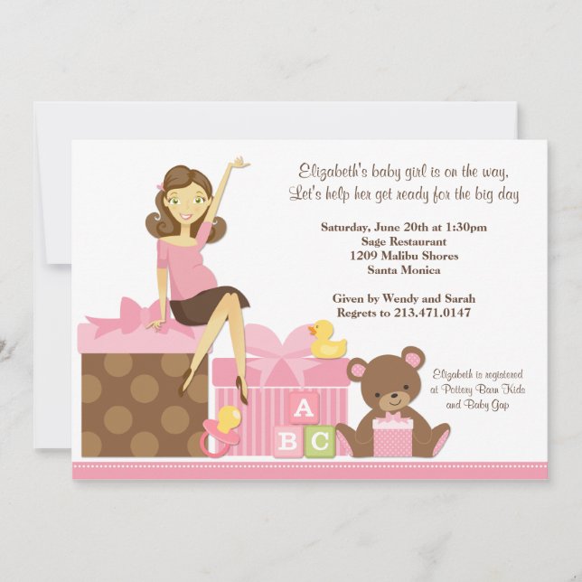 Invitación de Baby Shower a un Chica (Anverso)