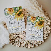 Invitación de Baby Shower a un Chica con girasol
