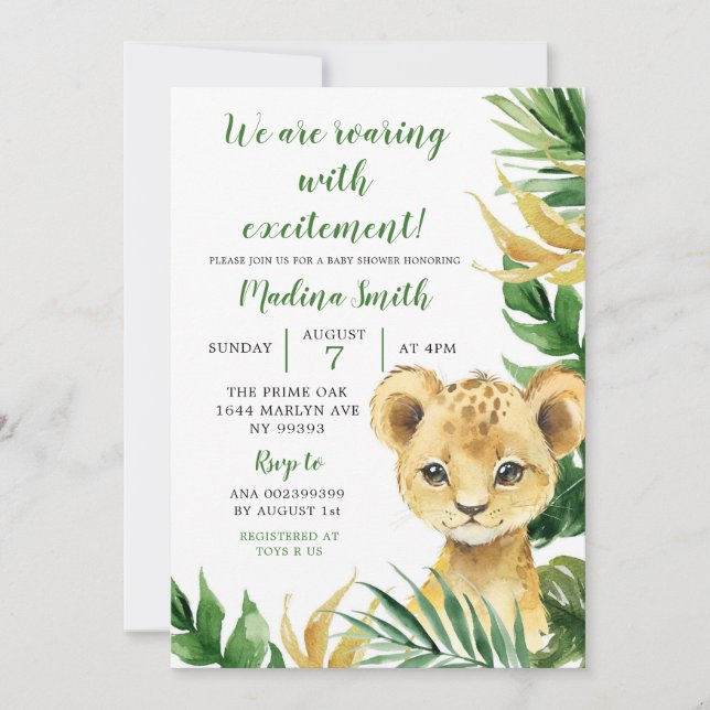Invitación de Baby Shower a un chico del club de l (Anverso)