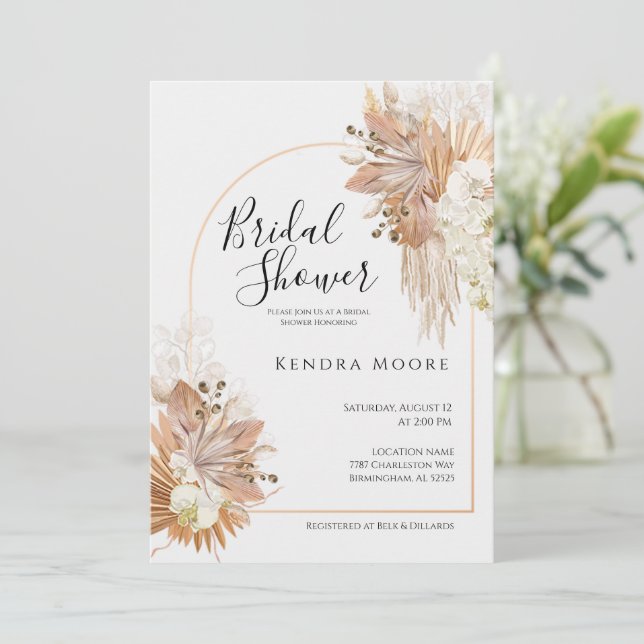 Invitación de Baby Shower a un cuadro con arcos de (Anverso de pie)