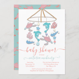 Invitación de Baby Shower a un delfín de tortuga m