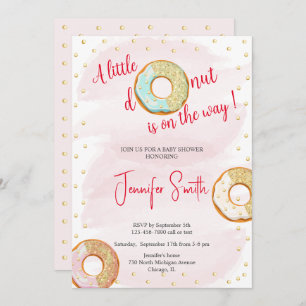 Invitación de Baby Shower a un donut rosado