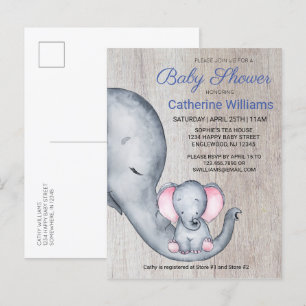 Invitación de Baby Shower a un dulce elefante ruso