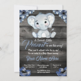 Invitación de Baby Shower a un elefante azul ruso