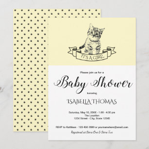 Invitación de Baby Shower a un Gatito Amarillo