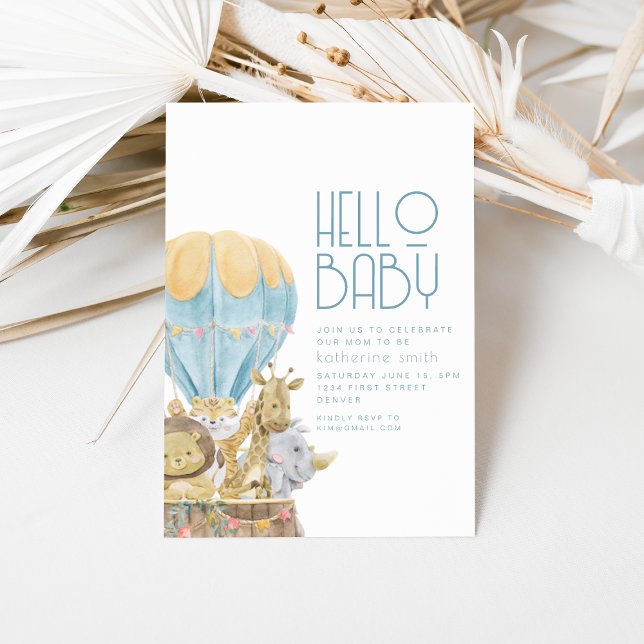 Invitación de Baby Shower a un globo de aire anima (Subido por el creador)