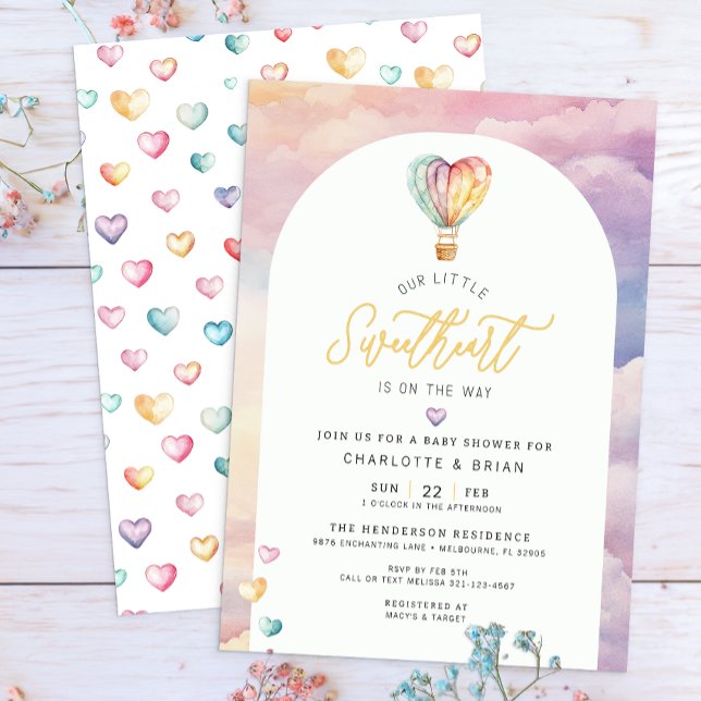 Invitación de Baby Shower a un globo de aire calie (Sweetheart Baby Shower Invite)