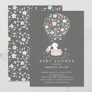 Invitación de Baby Shower a un globo de aire calie