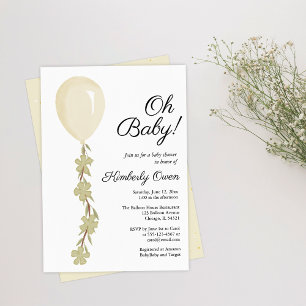Invitación de Baby Shower a un globo de crema cuta
