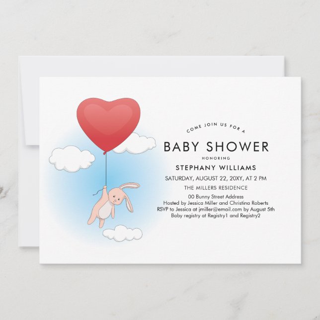 Invitación de Baby Shower a un globo de globo de c (Anverso)