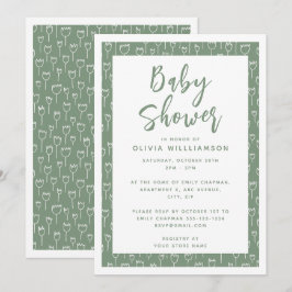Invitación de Baby Shower a un guión verde moderno