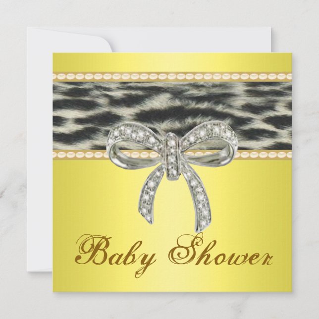Invitación de Baby Shower a un leopardo de las nie (Anverso)