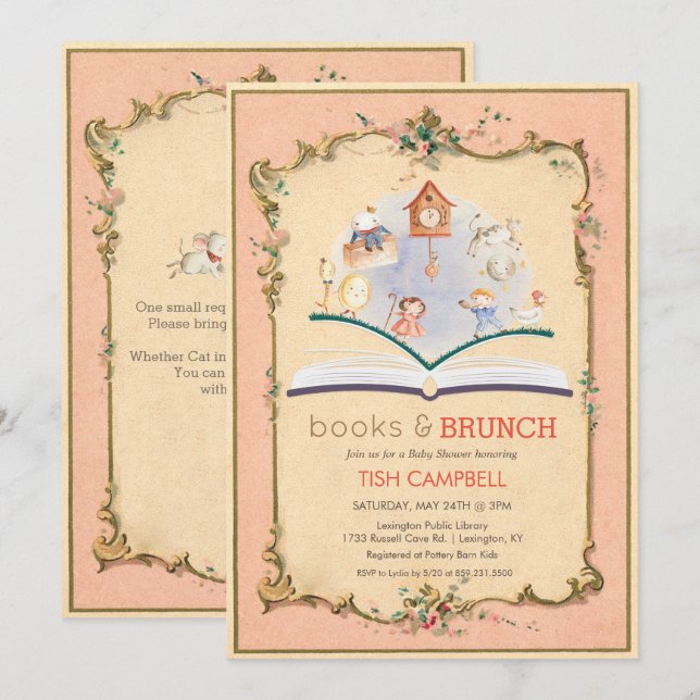 Invitación de Baby Shower a un libro de cuentos de (Anverso / Reverso)
