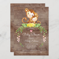 Invitación de Baby Shower a un mono de la jungla d