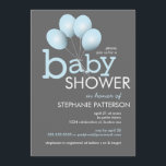 Invitación de Baby Shower a un niño con globo azul<br><div class="desc">Una hermosa y divertida invitación a la ducha incluye un ramo dulce de globos azules en un rico fondo de gris carbón vegetal - perfecto para la futura madre moderna de hoy que espera a un niño. Los bonitos globos también están en la parte de atrás, haciendo saber a sus...</div>
