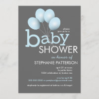 Invitación de Baby Shower a un niño con globo azul