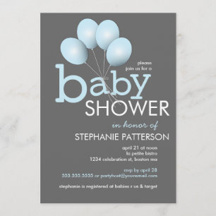 Invitación de Baby Shower a un niño con globo azul