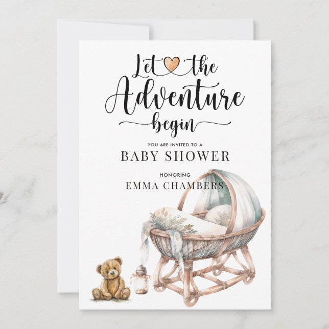 Invitación de Baby Shower a un niño rústico de la  (Anverso)