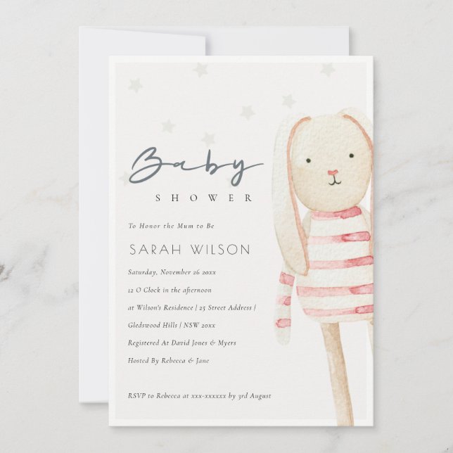 Invitación de Baby Shower a un par de juguetes bla (Anverso)