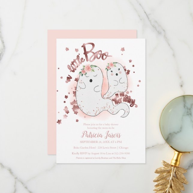 Invitación de Baby Shower a un pequeño Boo Hallowe (Anverso/Reverso In Situ)